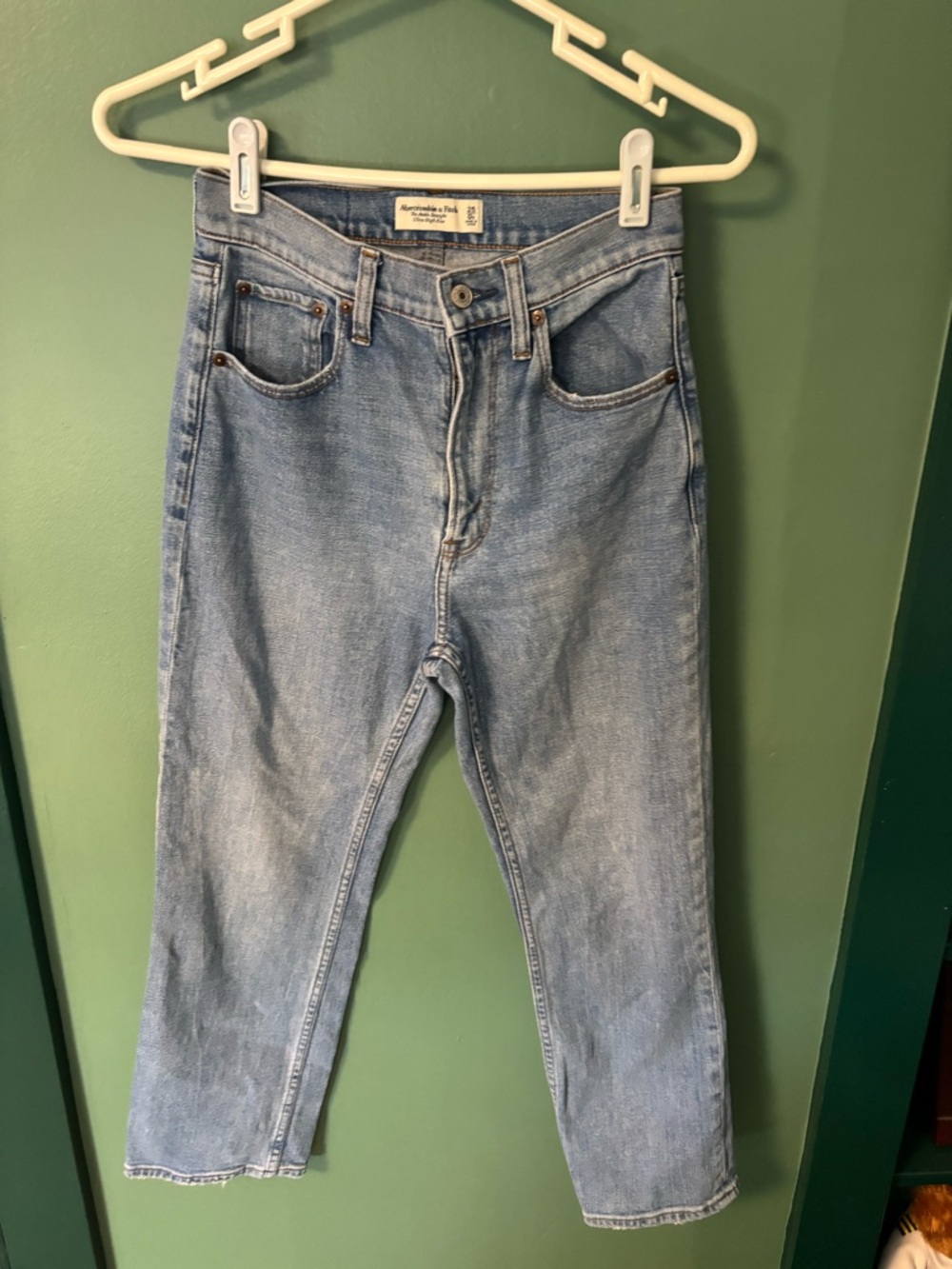 Abercrombie & Fitch Light Blue High-Waist Straight Jeans